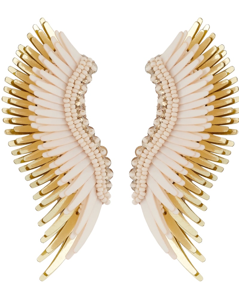 Front of a size one-size-fits-all Midi Madeline Earrings- Ivory in IVORY/GOLD by Mignonne Gavigan. | dia_product_style_image_id:320137